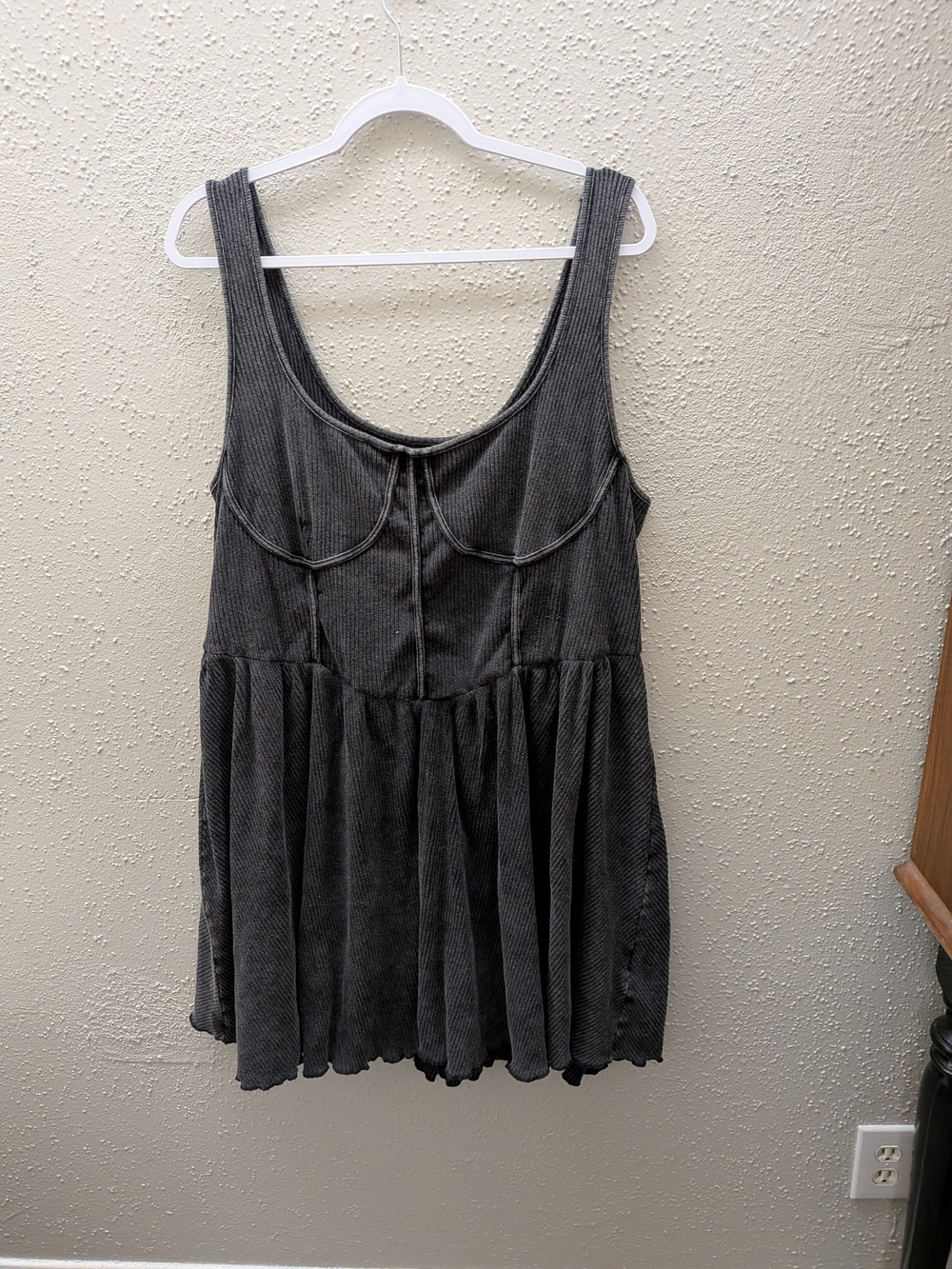 SHEIN Black Wash Ribbed Scoop Neck Mini Dress